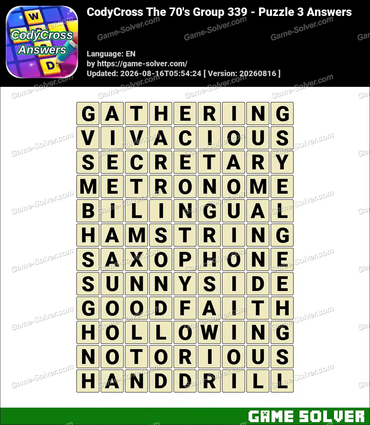 CodyCross The 70’s Group 339 – Puzzle 3 Answers
